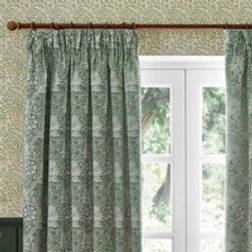Morris & Co Marigold Jacquard Pencil Pleat Curtains Leaf Green