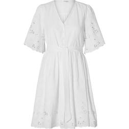 Selected Femme Slfdahlia Ss Short Broderi Dress - Vit