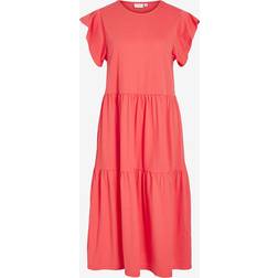 Vila Klänning viSummer S/S Midi Dress - Röd