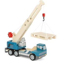 Small Foot Kranbil Legetøj I Træ Blå Og Hvid