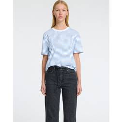 Selected Femme SLFEssential SS Striped Boxy Tee - Cornflower Blue/Bright White
