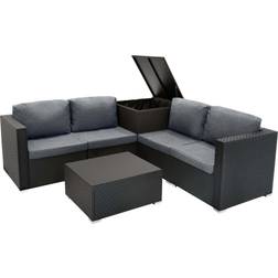 MonsterShop Serafina Rattan Modular 6 Piece Furniture - Black Outdoor Lounge Set