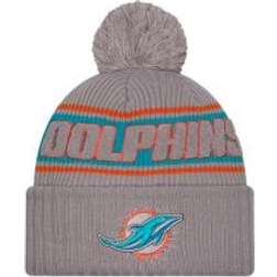 New Era NFL Sideline Winter Mütze Miami Dolphins grau