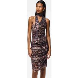 Pieces Pcnalle Halterneck Mesh Dress - Black/Leo
