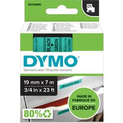 DYMO D1 Tape Black on Green 1.9cmx7m