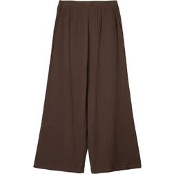 Bershka Wide Leg Rustic Double Cloth Trousers - Brown
