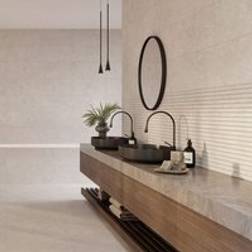 Total Tiles Ivory Matt Stone Effect Porcelain Feature Wall Tile 600mm x 300mm