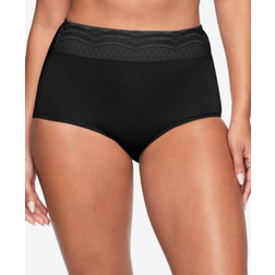 Warner's No Problems Dig-Free Comfort Waist with Lace Microfiber Brief - Black