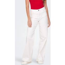 Only Høj Talje Wide Leg Fit Jeans - Hvid