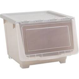 Living and Home Beige Stackable Plastic with Lid Wheels One Size Storage Box