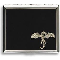 Knight Dragon Black Leather Covered Cigarette Case
