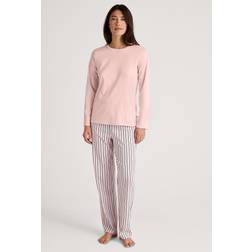 Calida Sleep Cotton Shirt Long-Sleeve - Pink Striped