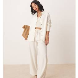 JDY Petite Wide Leg Linen Trouser Co-Ord - White