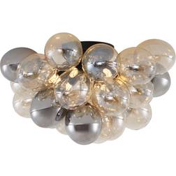QAZQA Design Loftslampe Sort Med Rav- Og Røgglas 6-Lys Loftplafond