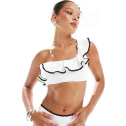 New Look Enaxlad Bikiniöverdel Med Sömdetaljer - Vit