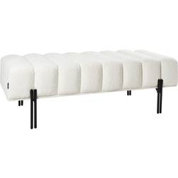 Beliani Fabric Upholstered Bed Hallway Seat Bench Metal Legs Off-White Carey Settee Bench