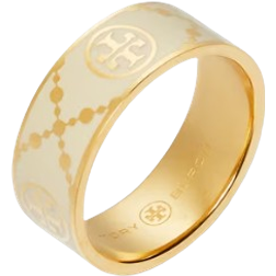 Tory Burch T Monogram Enamel Ring Gold/New Ivory