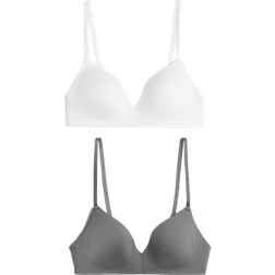 H&M Ladies Green 2-pack padded non-wired cotton bras