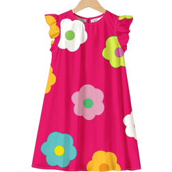 Shein Young Girl Casual Simple Flower Printed Dress With Ruffled Hem Suitable For Summer