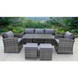 Leisure Arts Rattan Wicker Garden Outdoor Cube Table And Chairs Patio Dining Set