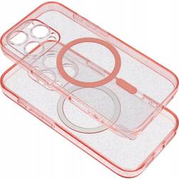 MyScreenProtector Clear Mag Cover Etui Kompatibelt Med MagSafe Til Samsung S25 Plus Pink Glitter