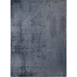 KM Home Granada Viskosetæppe 240 x 340 cm Grå Sort, Grå 240x340cm