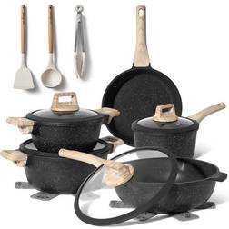 Just Perfecto Induktions Töpfe Schwarz och Pfannen Set mit Klappe 14 teile
