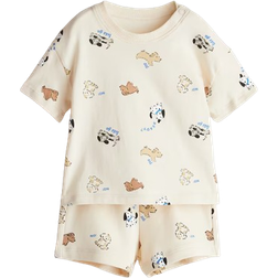 H&M Cotton Set 2-piece - Light Beige/Dogs (1265905003)