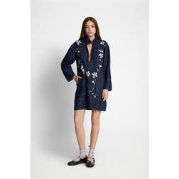 Munthe Elegant Denim Dress with Floral Pattern - Blue