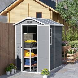 OutSunny 4 x 6ft Plastic Garden Shed with Floor (Building Area )