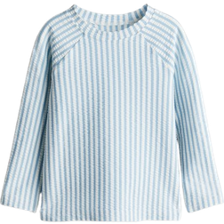 H&M UPF 50 Textured Swim Top - Light Blue/Striped (1277813001)