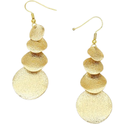 Shein Pair Of European And American GoldSilver GoldPlated Metal Long Earrings With Geometric Round Tassel Ladies Earrings Fashionable Holiday Dating Travel