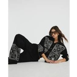 River Island Long Sleeve Broderie Patchwork Shirt - Black