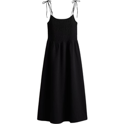 H&M Tie-Strap Smocked Dress - Black