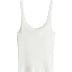 H&M Lace Trim Strap Top - White