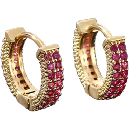Shein Pair Luxurious Copper Inlaid Colorful Cubic Zirconia Round Earrings Perfect For Dating Gift