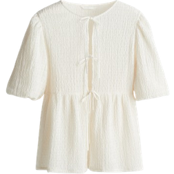 H&M Tie Front Peplum Top - White