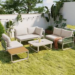 Flieks Gartenlounge-Set 4-tlg Terassenmöbelset Balkonmöbelset für 5 Personen Lounge-Set