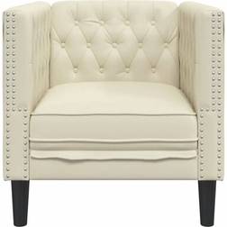 vidaXL Chesterfield Sofastol Kunstlæder Cremefarvet Lænestol 70.5cm