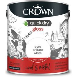 Crown Quick Dry Gloss Pure Wood Paint Pure Brilliant White 2.5L
