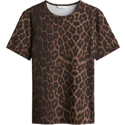 H&M Fitted Top - Brown/Leopard Print