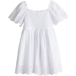 H&M Flicka Vit Bomullsklänning med broderie anglaise