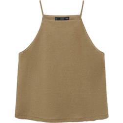 Mango Halter-Neck Cotton Top - Khaki