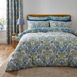 Dunelm Darcey Damask Polycotton and Pillowcase Set - Teal Duvet Cover