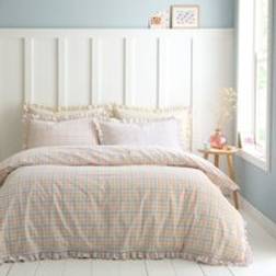Dunelm Mila Gingham 100% Cotton and Pillowcase Set - Multicolor Duvet Cover