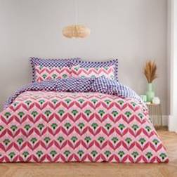 Dunelm Tallie Retro Cotton & Pillowcase Set Duvet Cover