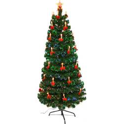 Shatchi Candle and Bow Fibre Optic 5ft - Green Christmas Tree 210cm