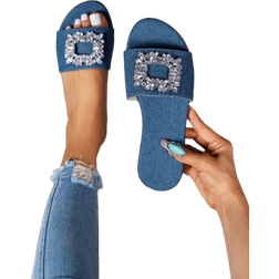 Shein Casual Vacation Rhinestone Decor Gorgeous Flat Sandals