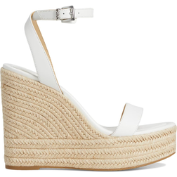 Michael Kors Leighton Leather Wedge Sandal - Optic White