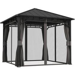 Dakota Fields Metal Hardtop Gazebo 10 Ft W x 10 Ft Black 300cm W x 300cm D